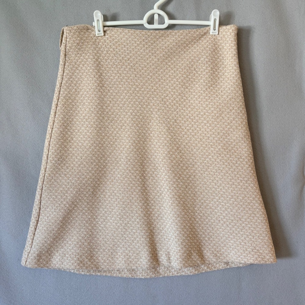 Old Navy Low Rise Mini Skirt Tan Cream Tweed Wool Metallic Vintage Y2K Size 8